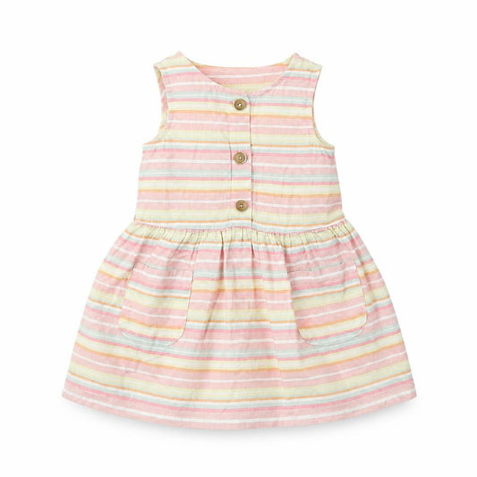 Front view of Nutmeg girls’ multicoloured striped fit & flare, size 2, years