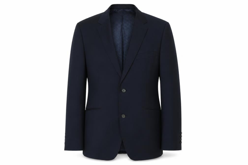 Front view of Skopes men’s blue jacket blazer, size 38, - shoulder pads