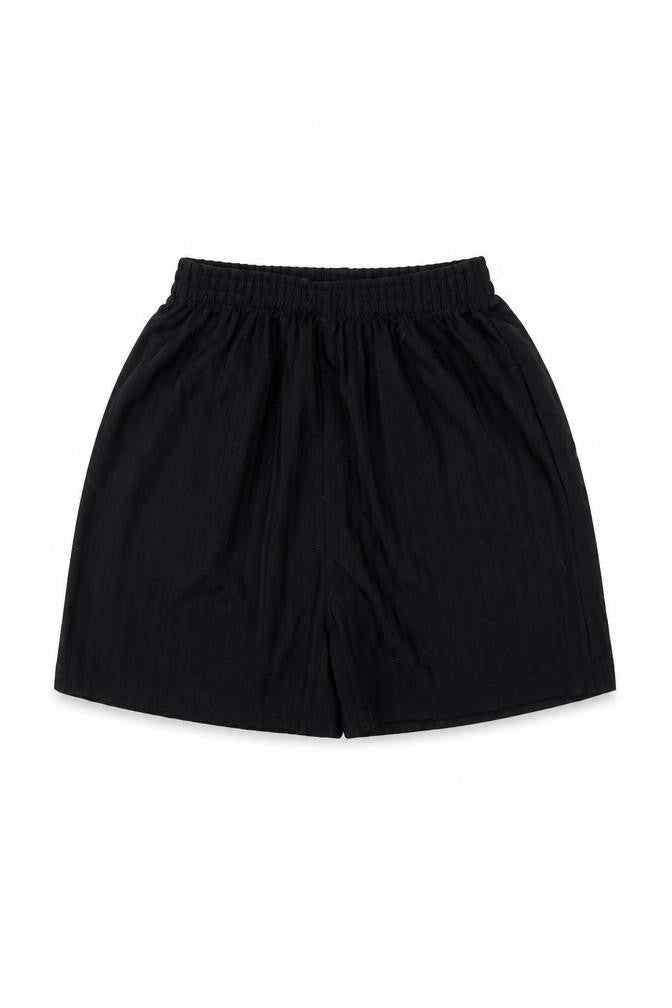 Front view of Pep&Co boys’ black sweat shorts, size 7, years