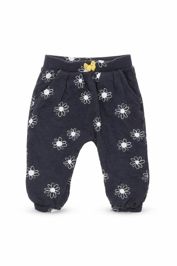 Nutmeg Girls Grey Floral  Jogger Trousers Size 6-9 Months