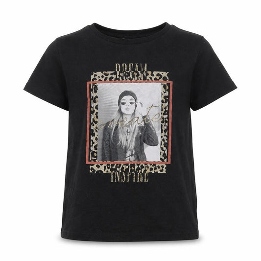 Front view of MISS girls’ black basic t-shirt, size 9-10, years