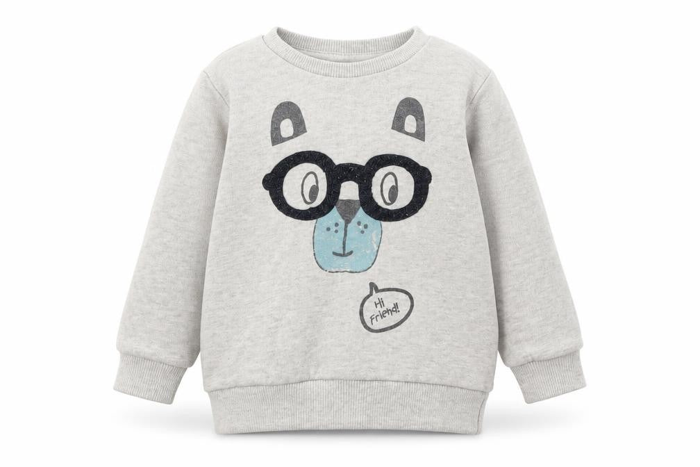 Babaluno Boys Grey Animal Print  Pullover Jumper Size 12-18 Months