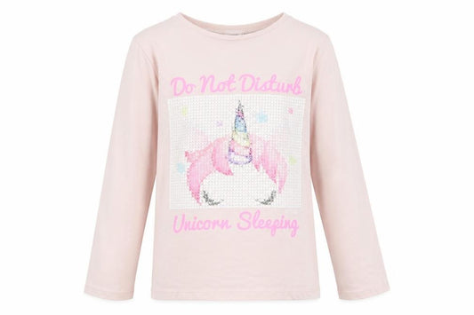 Front view of Asda George girls’ pink solid top pyjama top, size 9-10, years