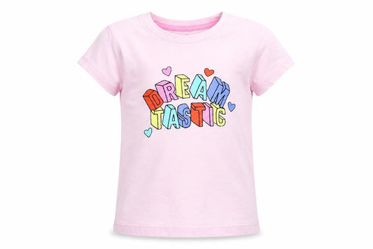 Front view of F&F girls’ pink solid top pyjama top, size 5-6, years