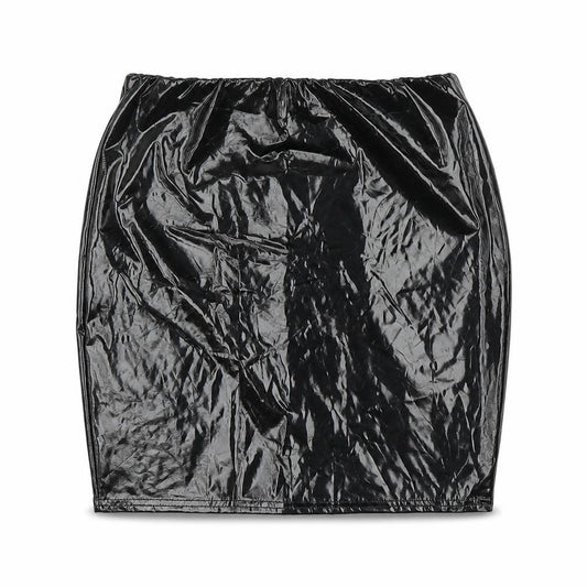 Front view of Boohoo women’s black tulip skirt, size UK 10