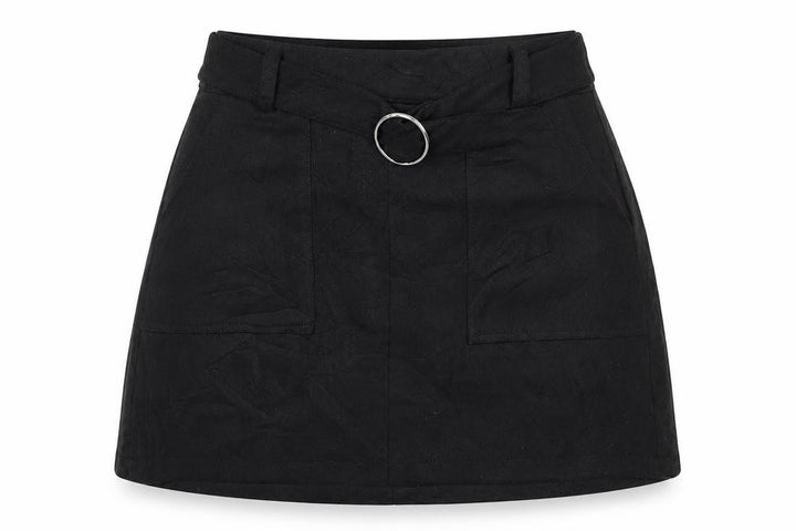 Front view of Bershka women’s black mini set, size UK 28, in
