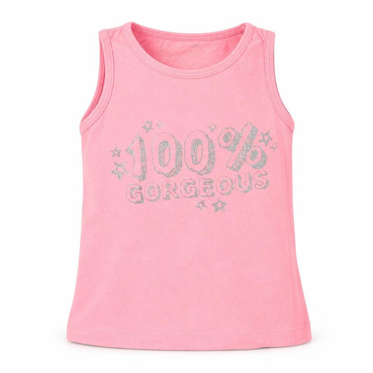 Front view of Girl2Girl girls’ pink basic tank, size 2-3, years - 100% gorgeous