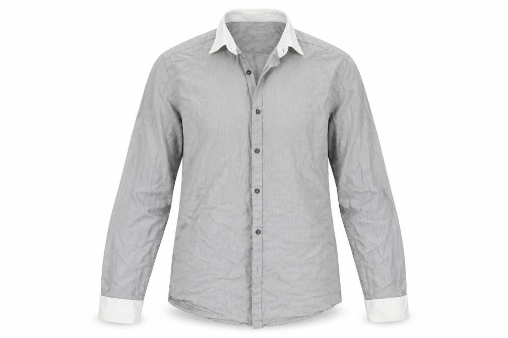 Front view of F&F men’s grey button-up, size 16