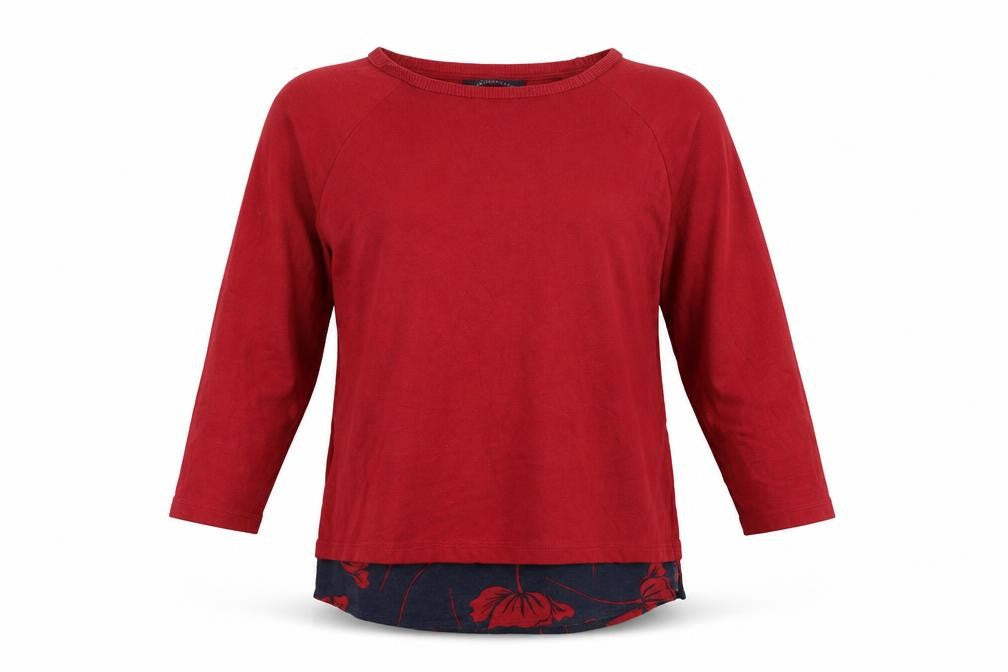 Front view of Marks & Spencer women’s red jumper, size UK 14