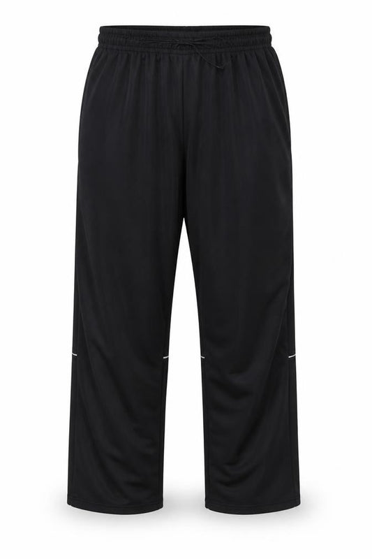 Front view of Striderr men’s black jogger trousers, size 39, in, 30-inch leg - elastic waist band