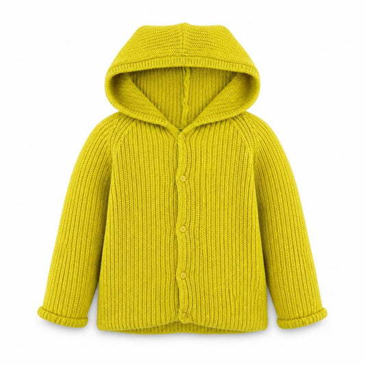 Front view of Next girls’ yellow cardigan jumper, size 12-18, months