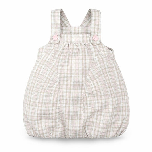 Front view of Cherokee girls’ pink check fit & flare, size 3-6, months