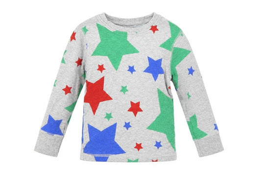 Front view of Next girls’ grey geometric jumper, size 2, years - star