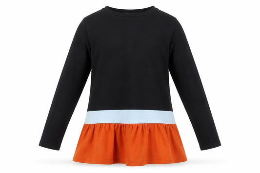 Front view of SHEIN girls’ black t-shirt dress, size 7-8, years