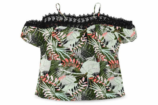 Front view of George women’s green floral basic blouse, size UK 12