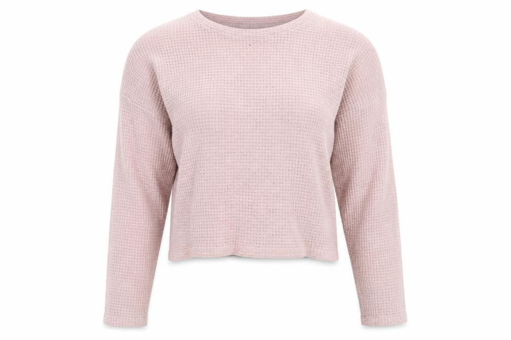 Front view of Preworn women’s pink jumper, size L