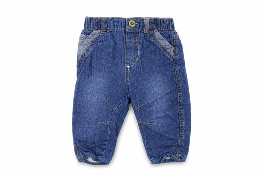 Front view of George Baby Blue Denim Snow Pants Jeans, size 3-6, Months