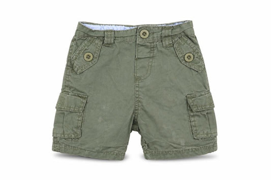 Front view of S.G JUNIORS Baby Green Cargo Trousers, size 12-18, Months