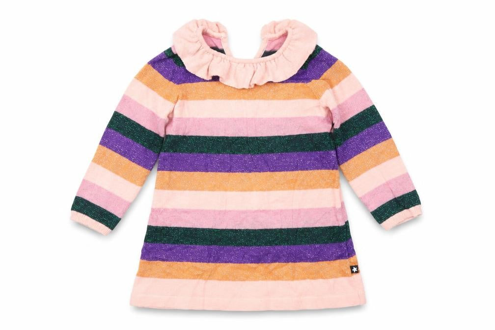 molo Girls Multicoloured Striped Knit A-Line  Size 9-12 Months