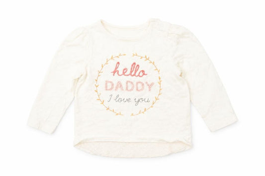 Front view of Nutmeg girls’ ivory basic t-shirt, size 9-12, months