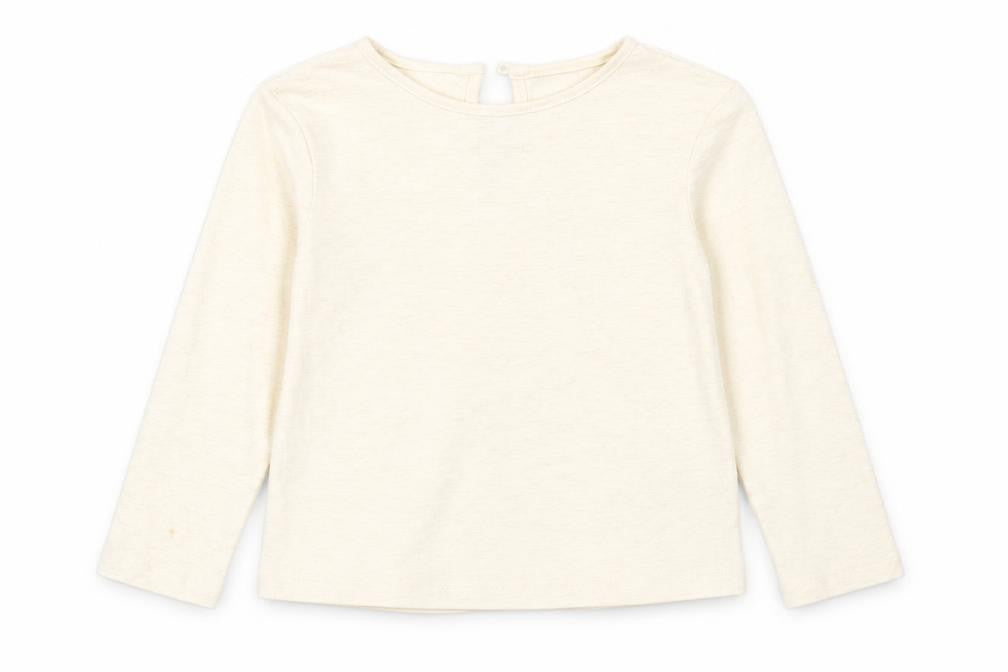 Front view of Tu girls’ beige basic t-shirt, size 2-3, years
