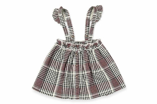 Front view of Tu girls’ multicoloured plaid pleated skirt, size 18-24, months