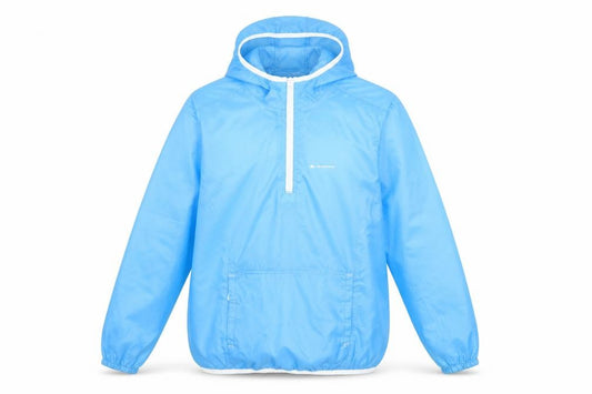 Front view of Quechua boys’ blue jacket, size 8-9, years