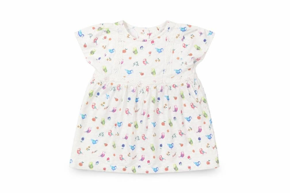 Mini Club Girls White Floral  T-Shirt Dress  Size 0-3 Months