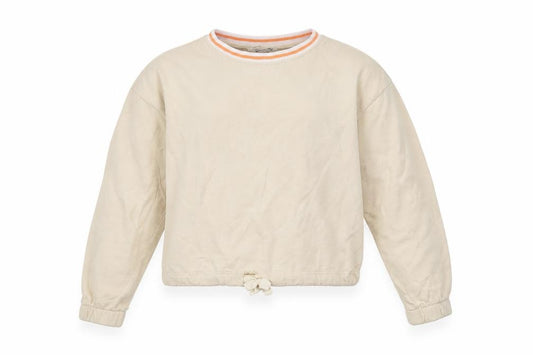 Front view of H&M girls’ beige pullover sweatshirt, size 11-12, years - croped