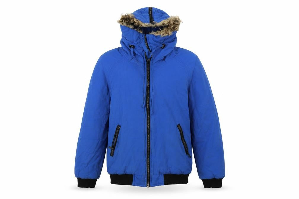 Front view of Frenchurch men’s blue jacket coat, size XS
