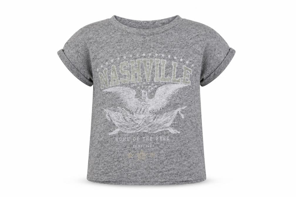Front view of River Island girls’ grey basic t-shirt, size 2-3, years - nashville
