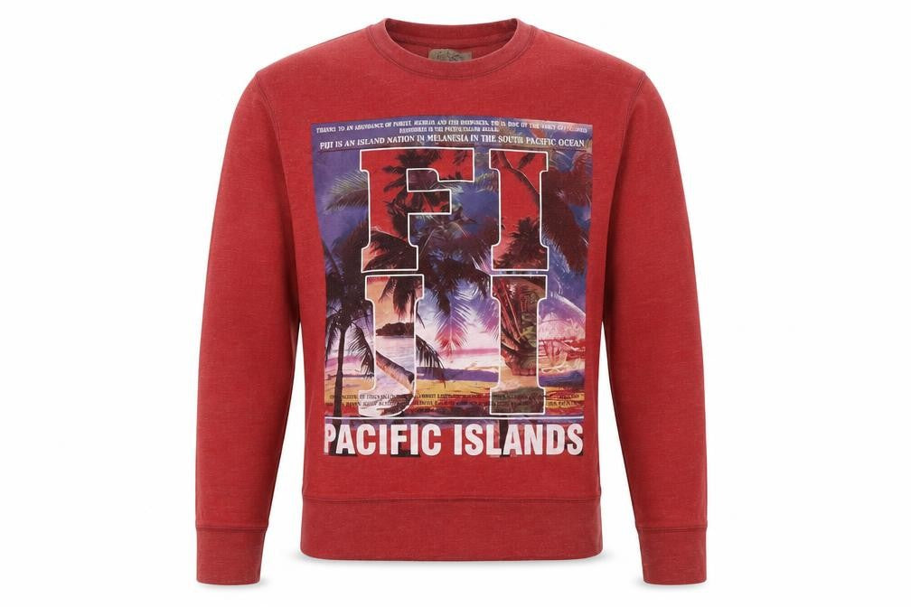 Front view of Burton men’s red pullover sweatshirt, size S, - fiji