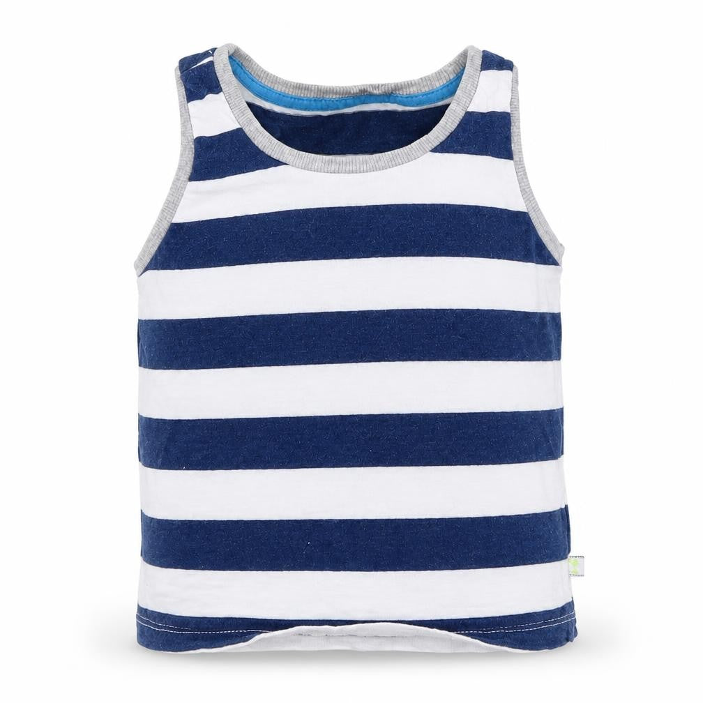 Matalan Baby Blue Striped  Basic Tank Size 9-12 Months