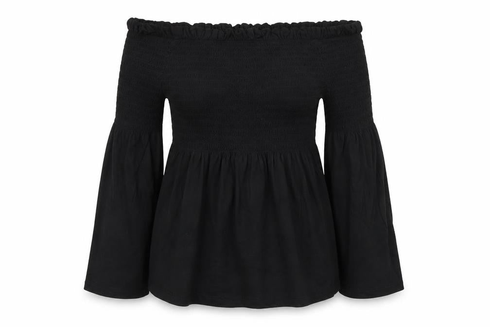 Front view of New Look women’s black basic blouse, size UK 10