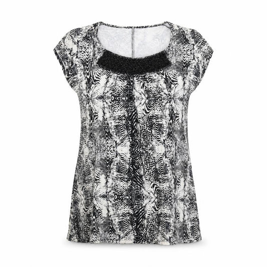 Front view of Debenhams women’s white floral basic blouse, size UK 14