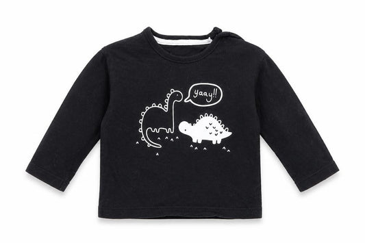 Front view of George Baby Black Basic T-Shirt, size 6-9, Months