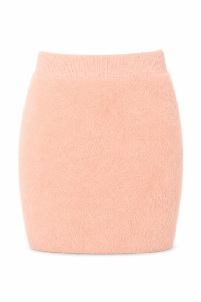 Front view of Preworn women’s pink mini skirt, size UK 8