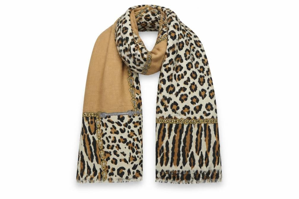 Front view of Primark Brown Animal Print Shawl/Wrap