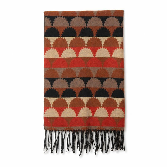 Front view of Preworn women’s brown striped shawl/wrap