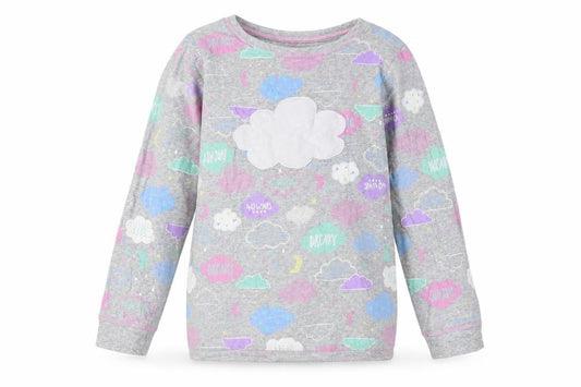 Front view of Tu girls’ grey solid capri pyjama top, size 8-9, years