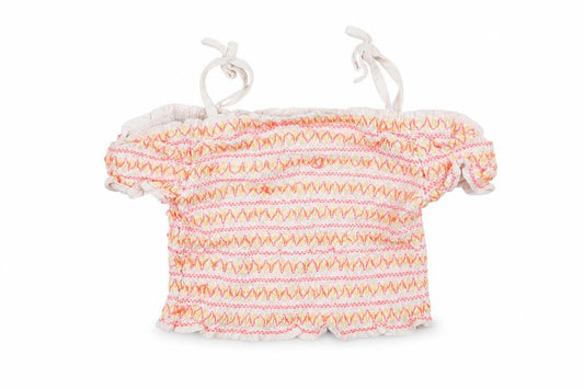 Front view of George girls’ white striped basic t-shirt, size 7-8, years