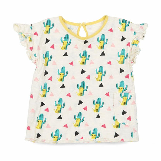 Front view of Mini Club girls’ beige basic t-shirt, size 12-18, months