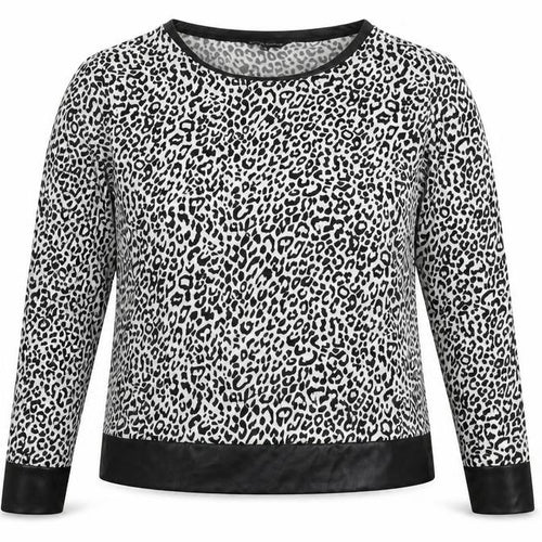 Candy Couture Womens White Animal Print  Basic T-Shirt Size 16  - faux leather trims