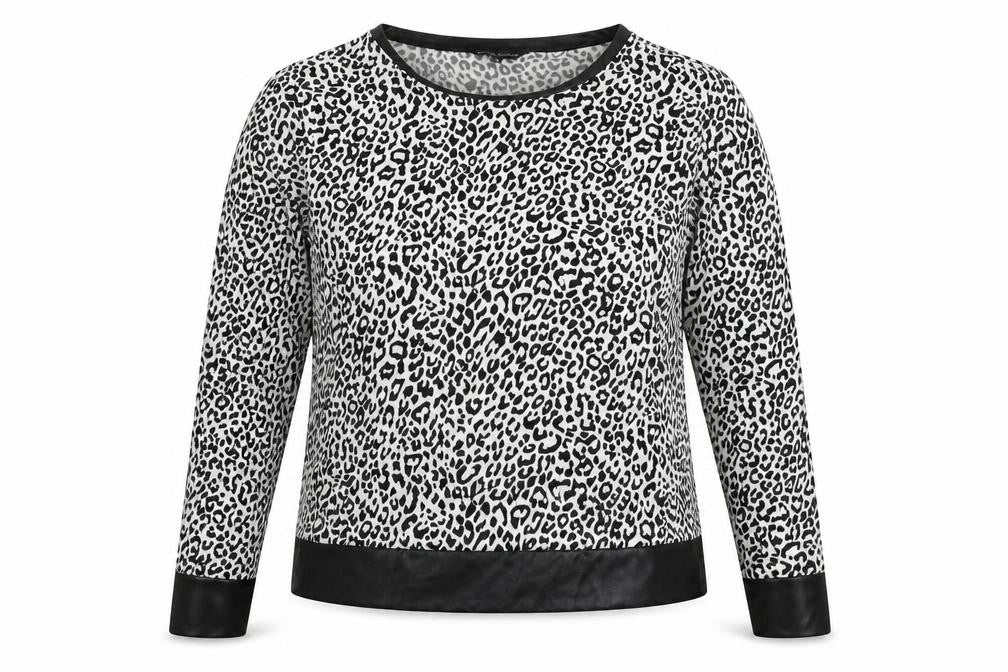 Candy Couture Womens White Animal Print  Basic T-Shirt Size 16  - faux leather trims