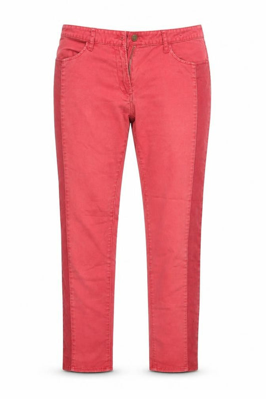 Front view of Papaya women’s red denim straight jeans, size UK 12, 28-inch leg