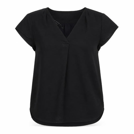 Front view of H&M women’s black basic t-shirt, size UK 4
