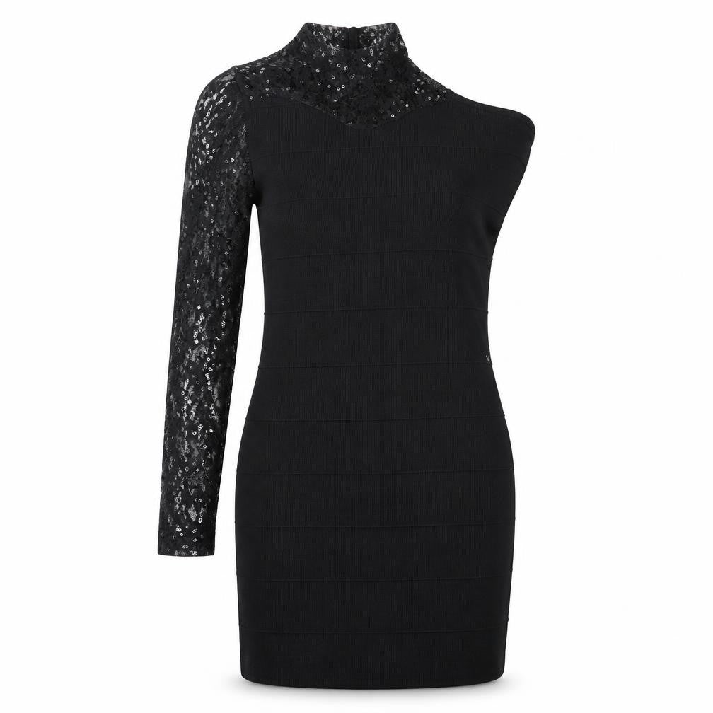 Preworn Womens Black  Rayon Pencil Dress  Size 12