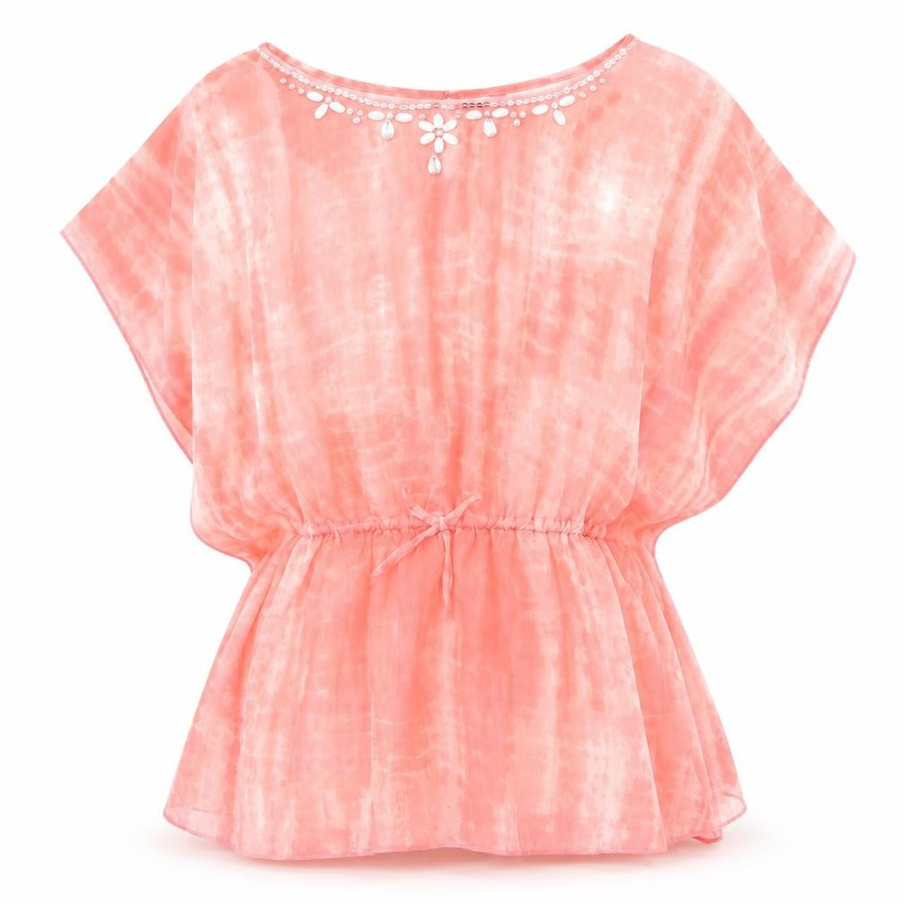 Front view of yd girls’ pink basic blouse, size 8, years