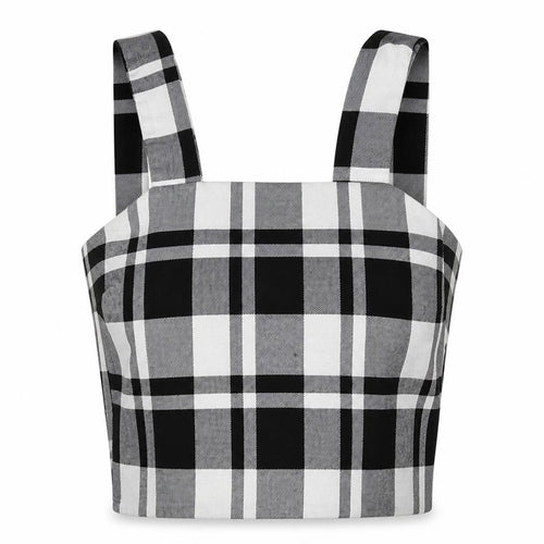 TALLYWELL Womens Black Check  Cropped Tank Size XS