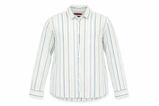 Front view of Bar Harbour men’s multicoloured striped button-up, size L